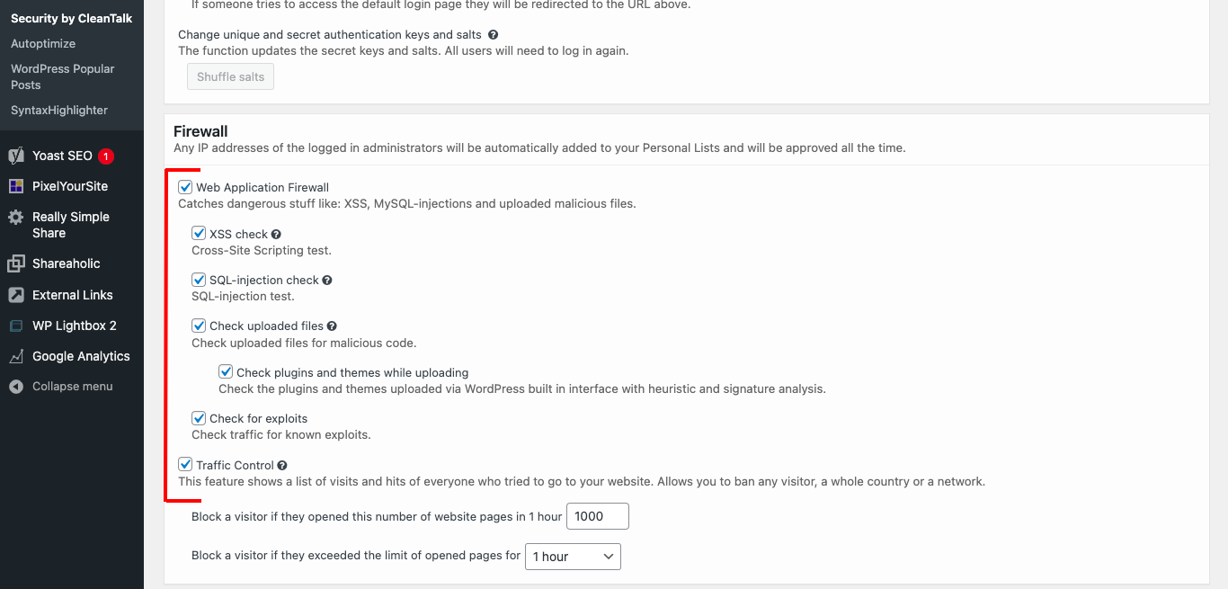 Security WAF options web application